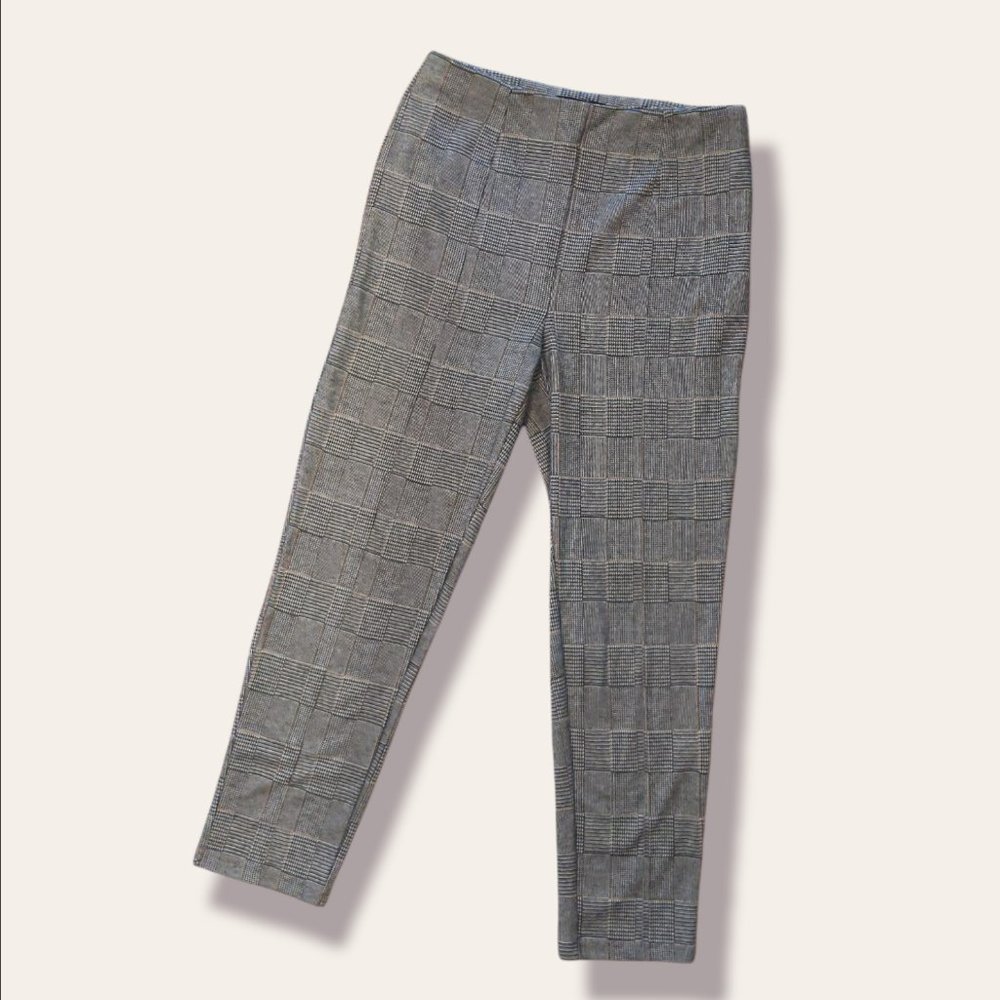 Forever 21 High Rise Side-Zip Plaid Tapered Slim Pants